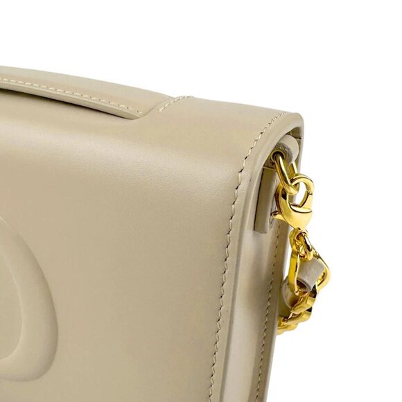 Auth Christian Dior Chain Shoulder Bag Beige/Gold Leather/Metal - z4382 - Picture 7 of 12